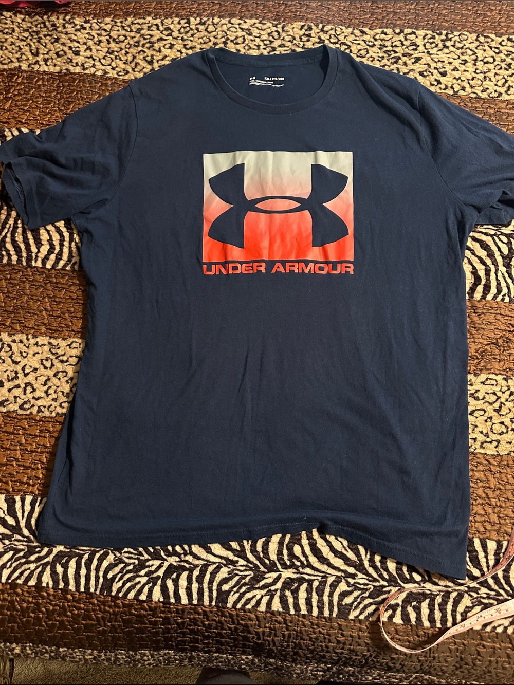 Under Armour Men's Navy Tee with Red Gradient Logo